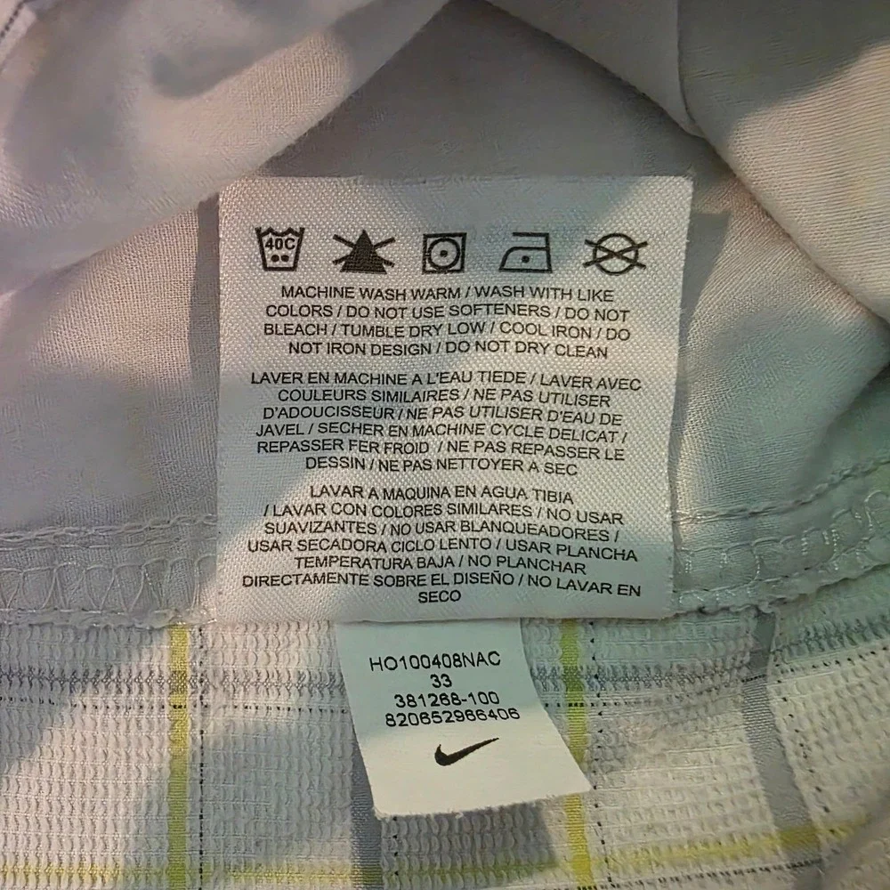Nike Golf Dri-FIT Plaid Shorts Mens 33 White Grey Yellow 381268-100 Read